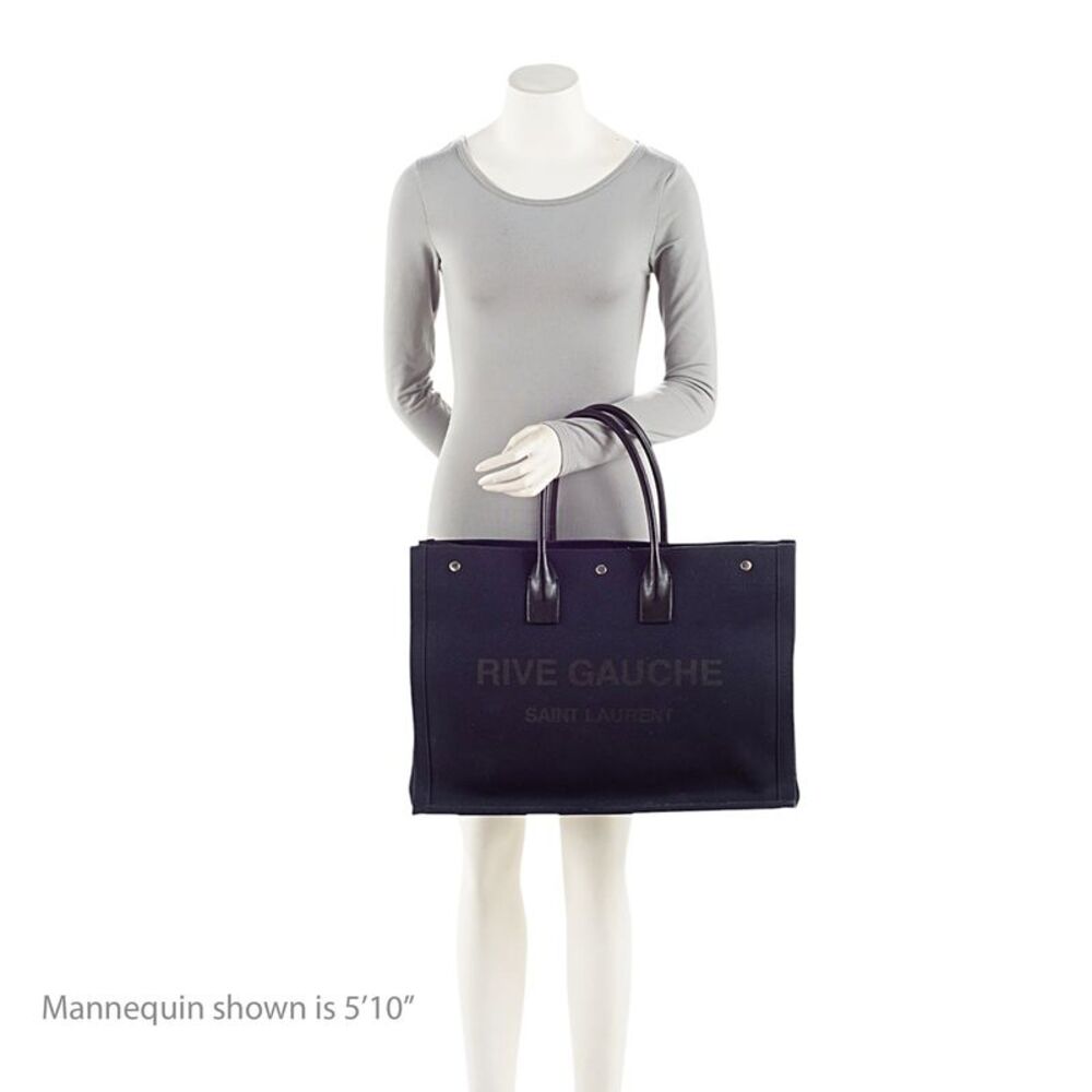 Saint Laurent Canvas Calfskin Rive Gauche Large Tote - Picture 5 of 6